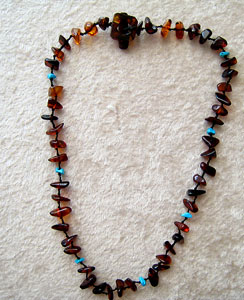 Collier cherry turquoise - bijou ambre et argent